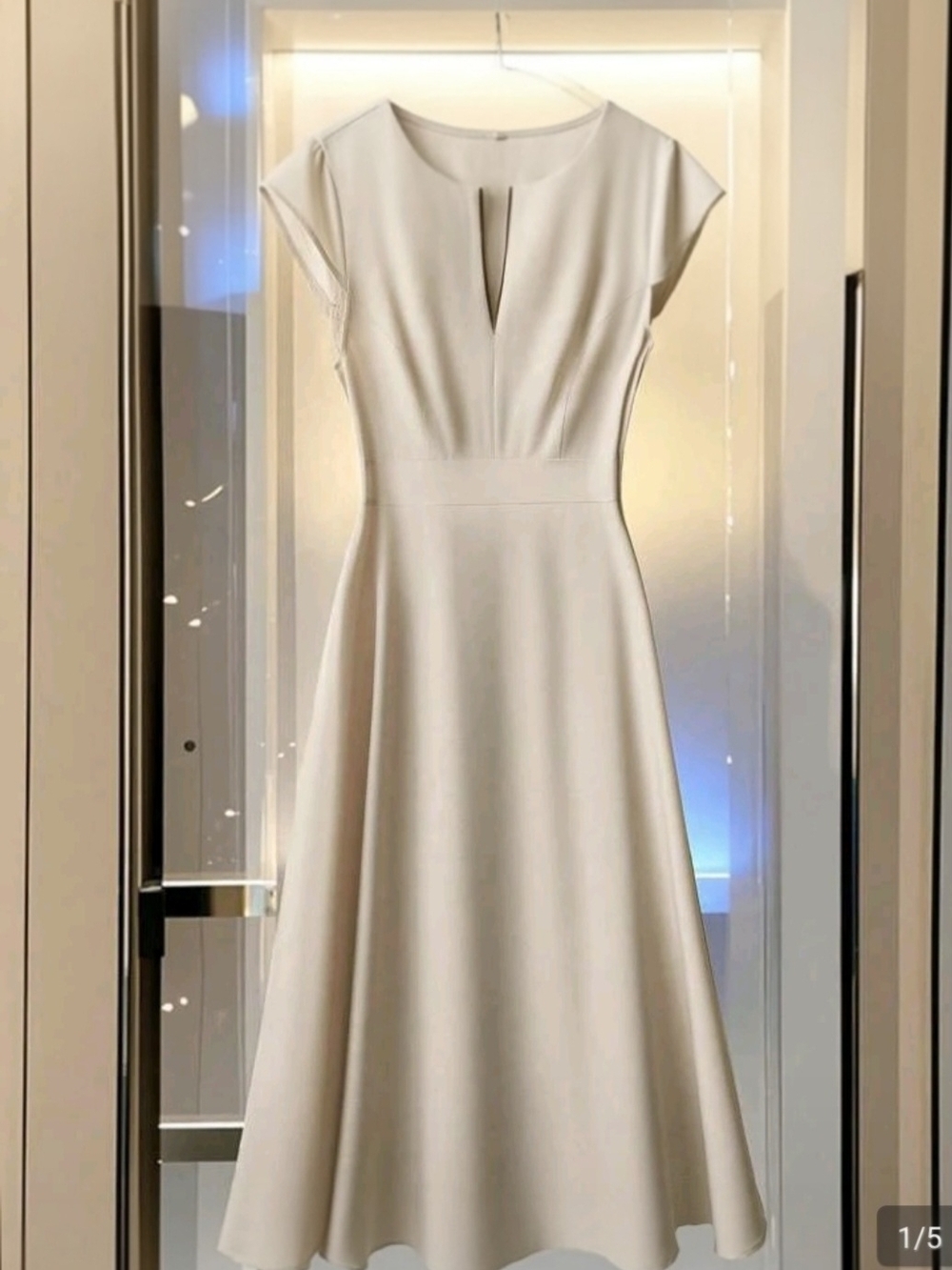 Elegant Cream A-Line Midi Dress